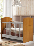 Abby Convertible Baby Crib in Satin White & Honey Finish - Urban Galleria