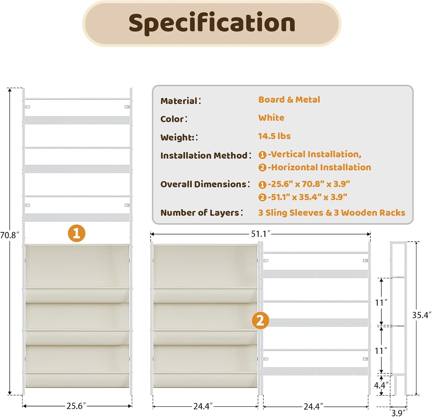 Kids Bookshelf - Wall Mounted 6-Tier Book Shelf for Kids Rooms, Behind The Door