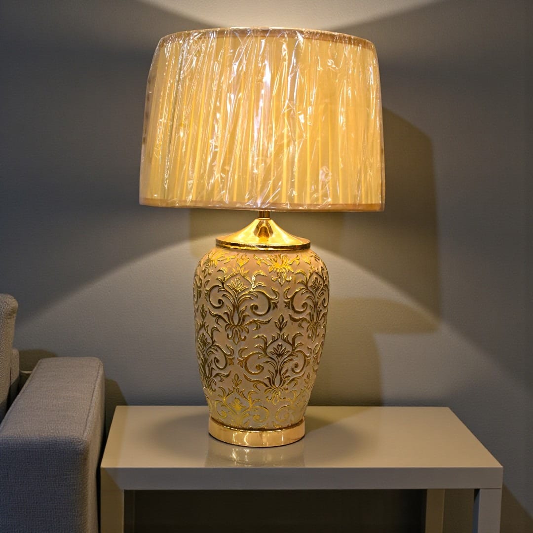 Amber Veil Table Lamp Pair