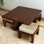 Adalicia Coffee Table with 4 Stools