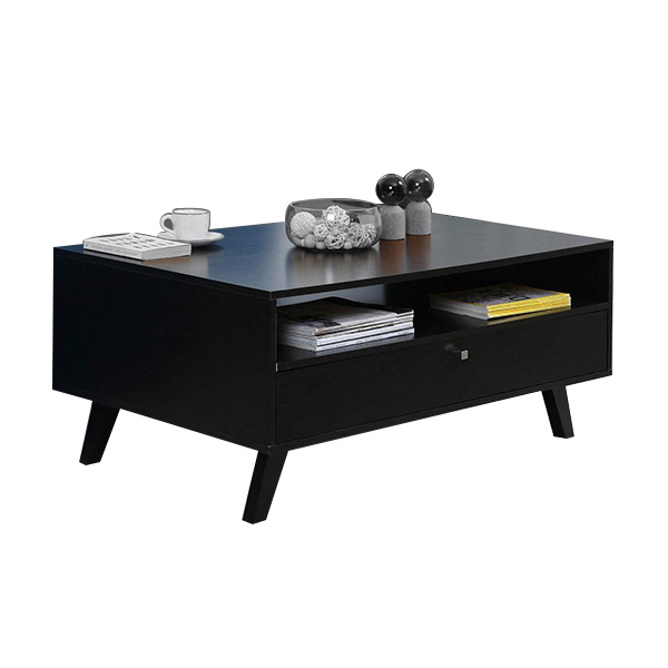 Perla Coffee Table with One Drawer in Black Colour