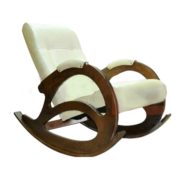 Leather Seat Rocking Chair Off white
