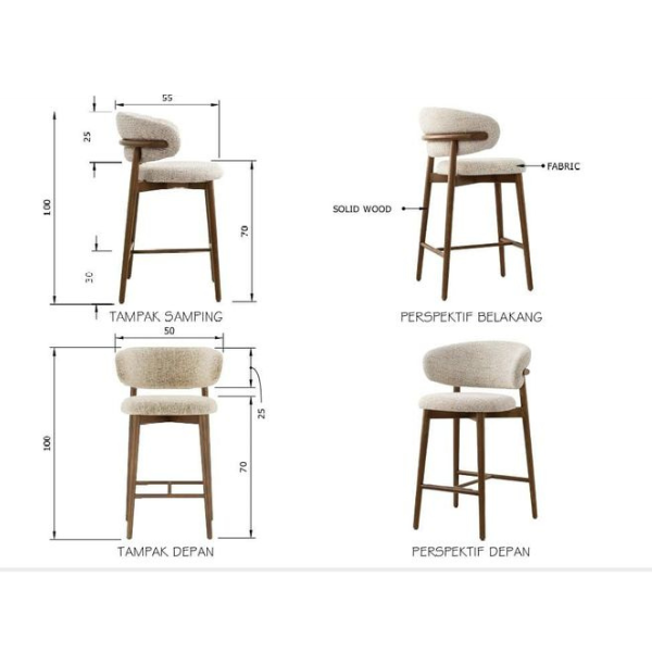 Margaret Wooden Bar Stool