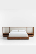 Alumiyano Upholstered Double Bed with Side Tables
