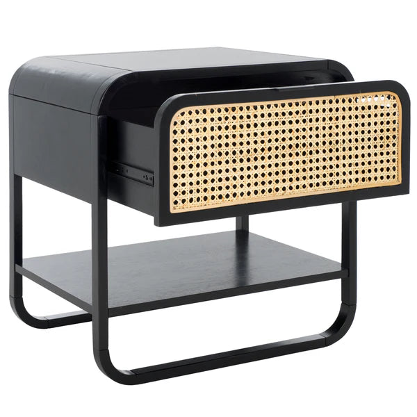 Yunikoli Wooden Rattan Bedside Table