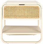 Yunikoli Wooden Rattan Bedside Table