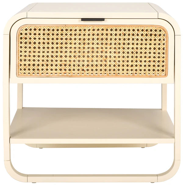 Yunikoli Wooden Rattan Bedside Table