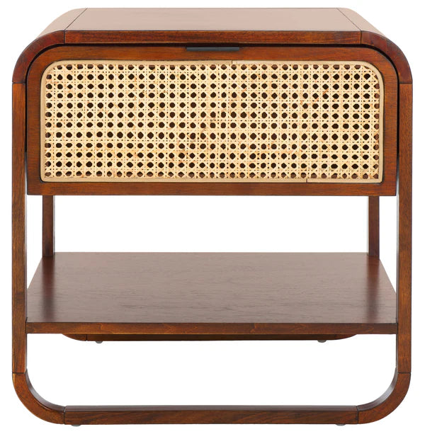 Yunikoli Wooden Rattan Bedside Table