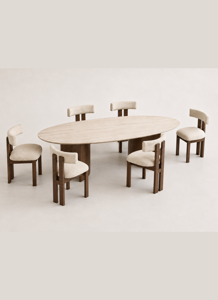 Trapezia Dinning Table with Chairs