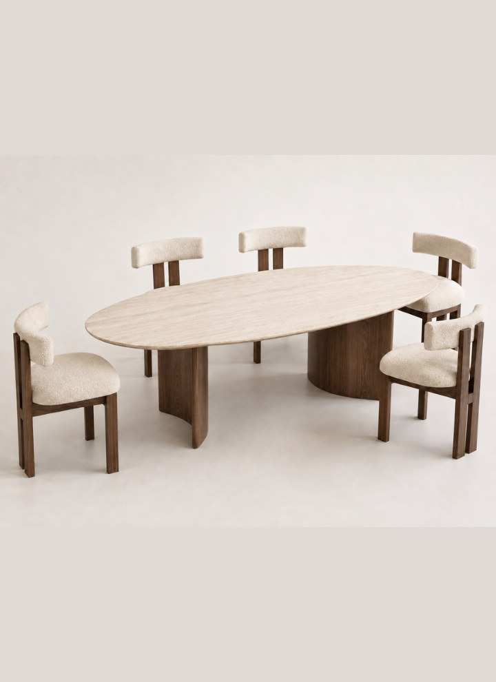 Trapezia Dinning Table with Chairs