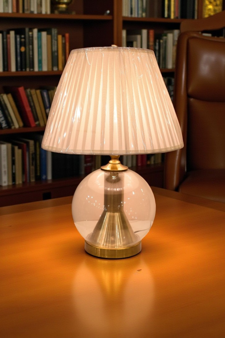Peridot Glass Table lamp Pair