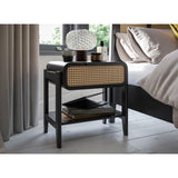 Caildir Wooden Rattan Bedside Table