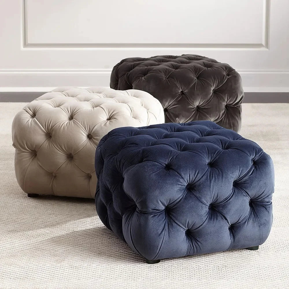 Tufted Velvet Ottoman