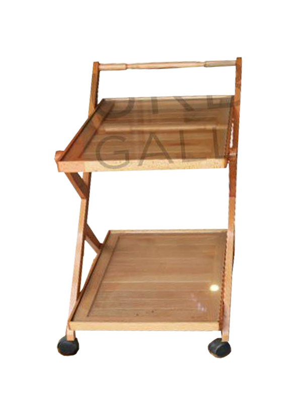 Beech Wood Double Shelf Tea Trolly