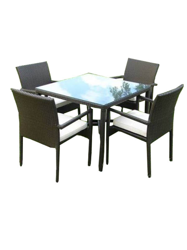 Esabel 5 Piece Garden Cushioned Chairs Grouped With Glass Square Table