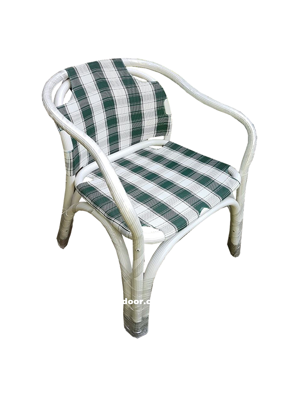 Faulkner Stripe Check Chair White and Green Urban Galleria