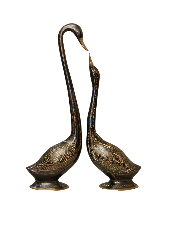 Swan Figurine Set - Hand Engraved