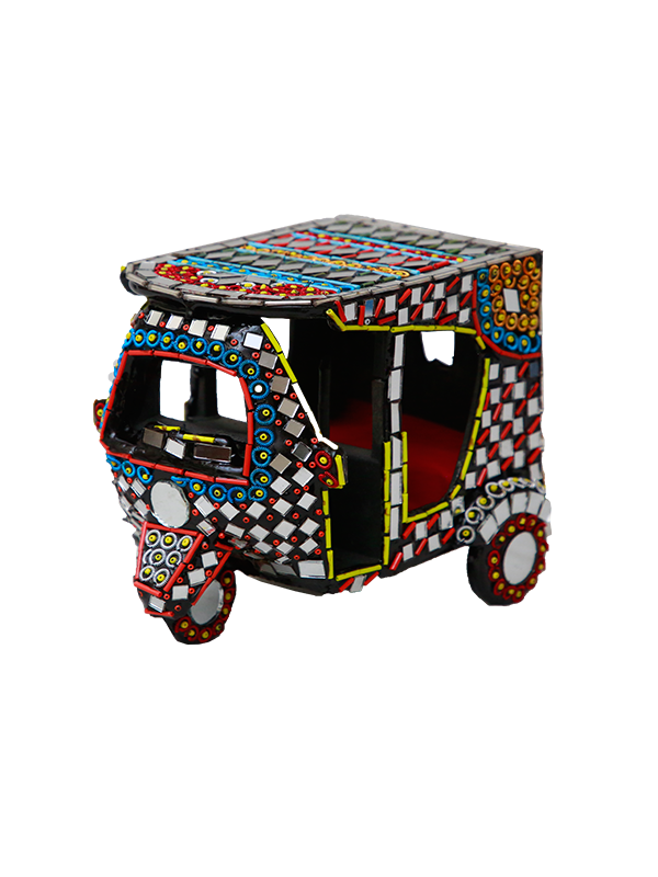 Decorative Glass Work Rickshaw - Medium