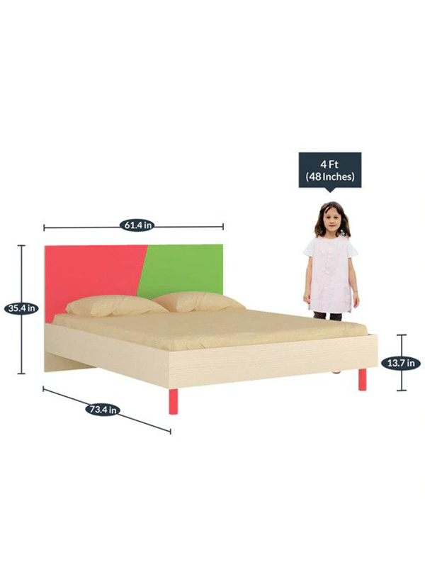Quitaque Queen Bed in Strawberry Pink & Verdant Green Colour