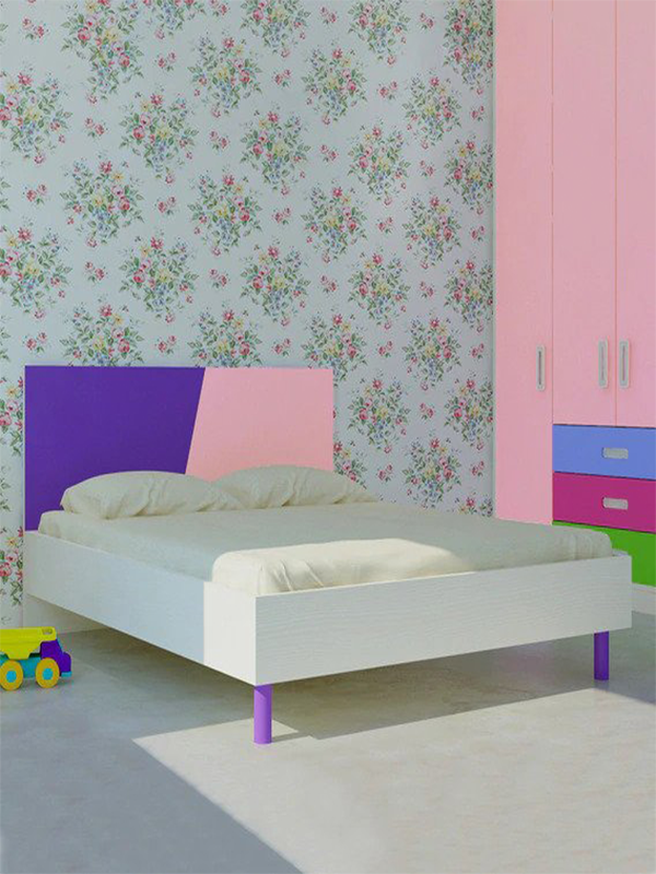 Adamek Queen Bed in Lavender Purple & English Pink Colour - Urban Galleria