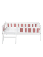 Rondo Kids Bed in White with Pink Stirpes