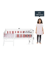 Rondo Kids Bed in White with Pink Stirpes