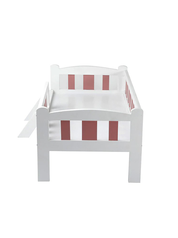 Rondo Kids Bed in White with Pink Stirpes