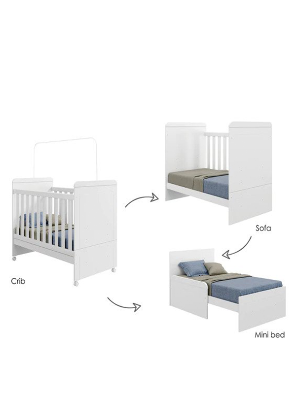 Seline Convertible Baby Crib in Satin White Finish