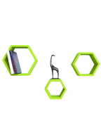 Ezequil Floating Wall Shelf Set of 3 in Green Colour