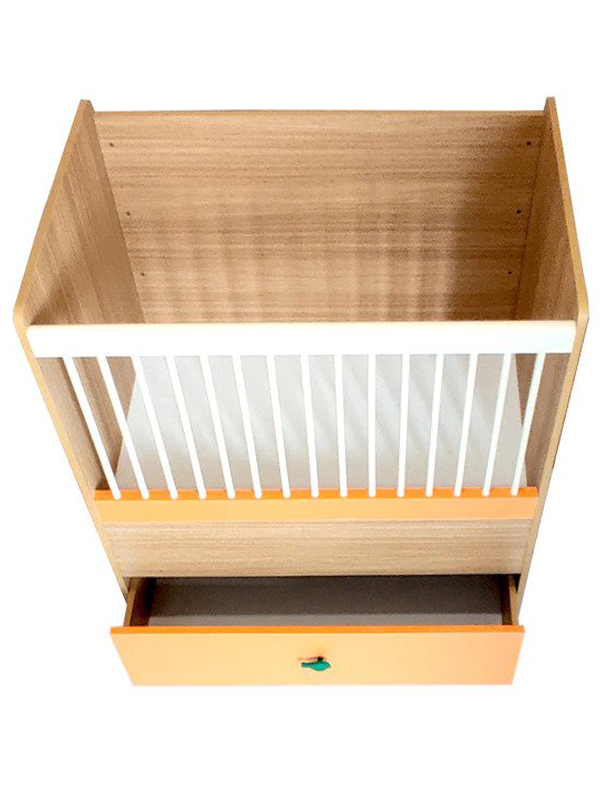 Marley Adjustable Crib with Drawer in Pulpy Orange