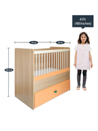 Marley Adjustable Crib with Drawer in Pulpy Orange