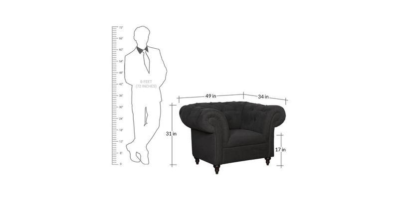 Andres 1 Seater Sofa - Black Leatherite - Urban Galleria
