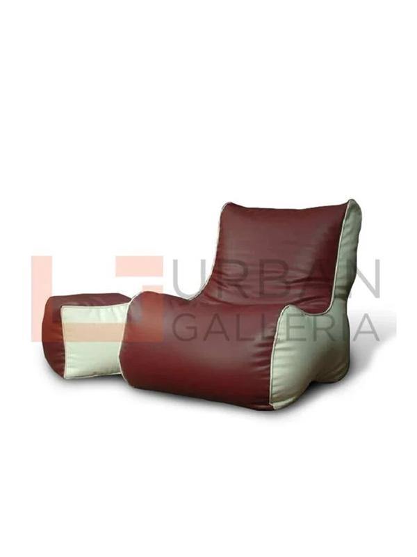 Artificial Leather Sofa Bean Bag with Stool - Urban Galleria