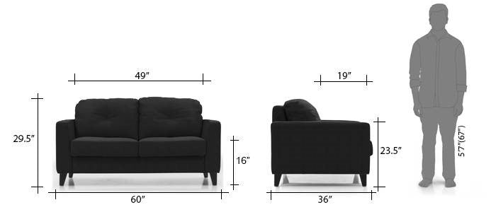 Boeno 2 Seater Sofa - Charcoal Gray