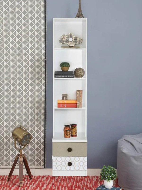 Zoomie Kids Bookshelf Display Unit in White & Grey Finish