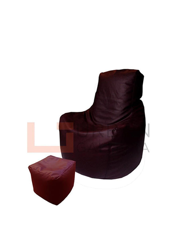 Leatherite bean bag sofa with stool