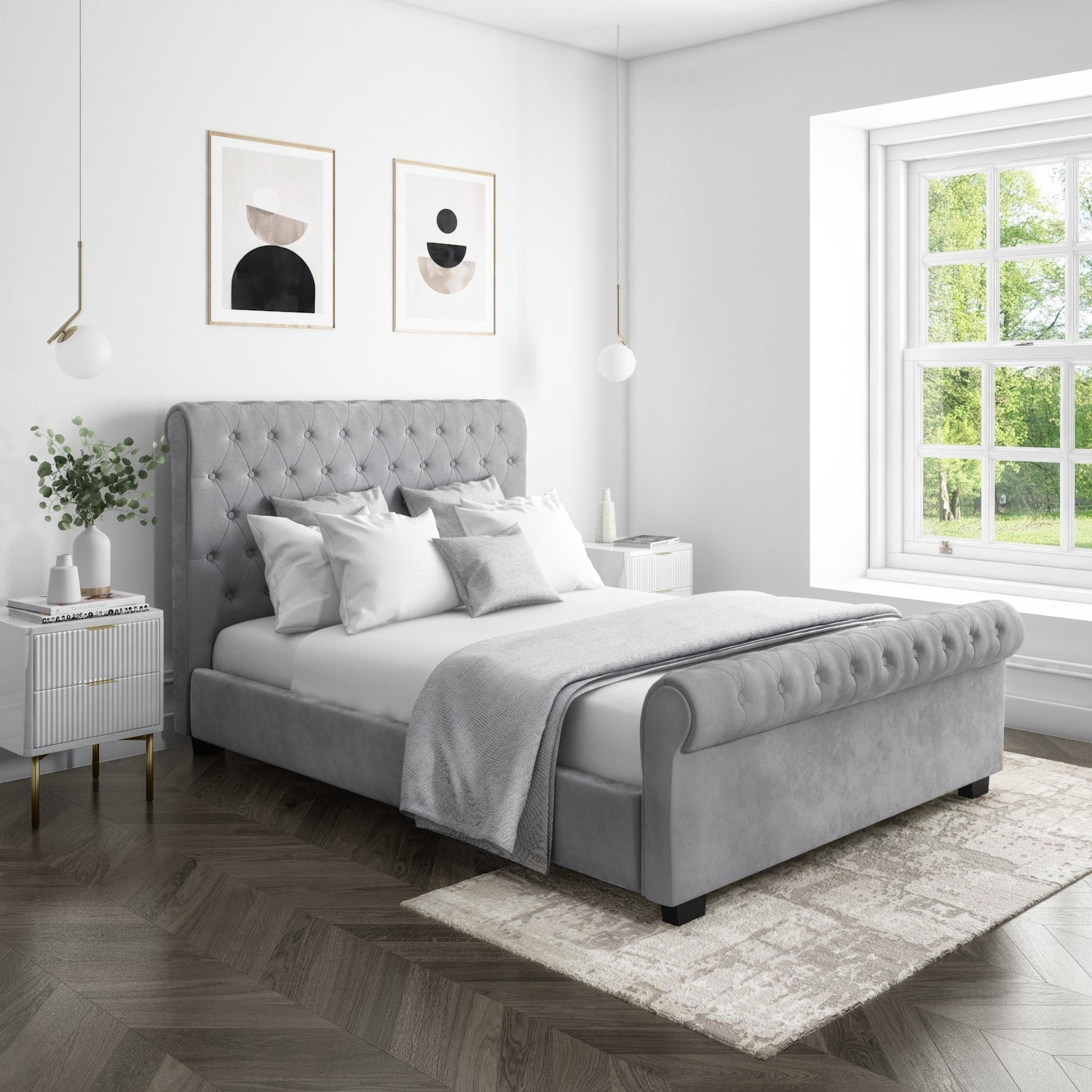 Sleigh Upholstery Double Bed