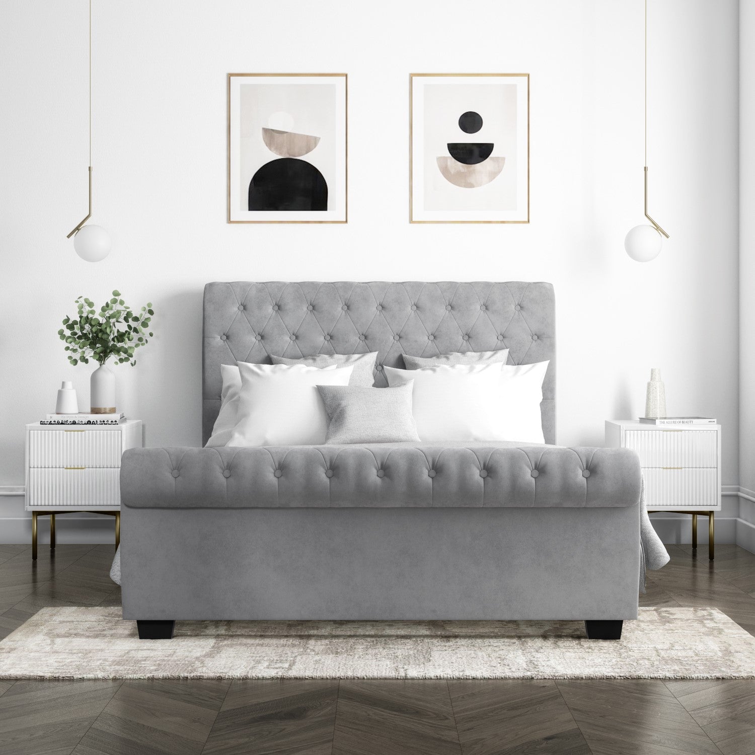Sleigh Upholstery Double Bed
