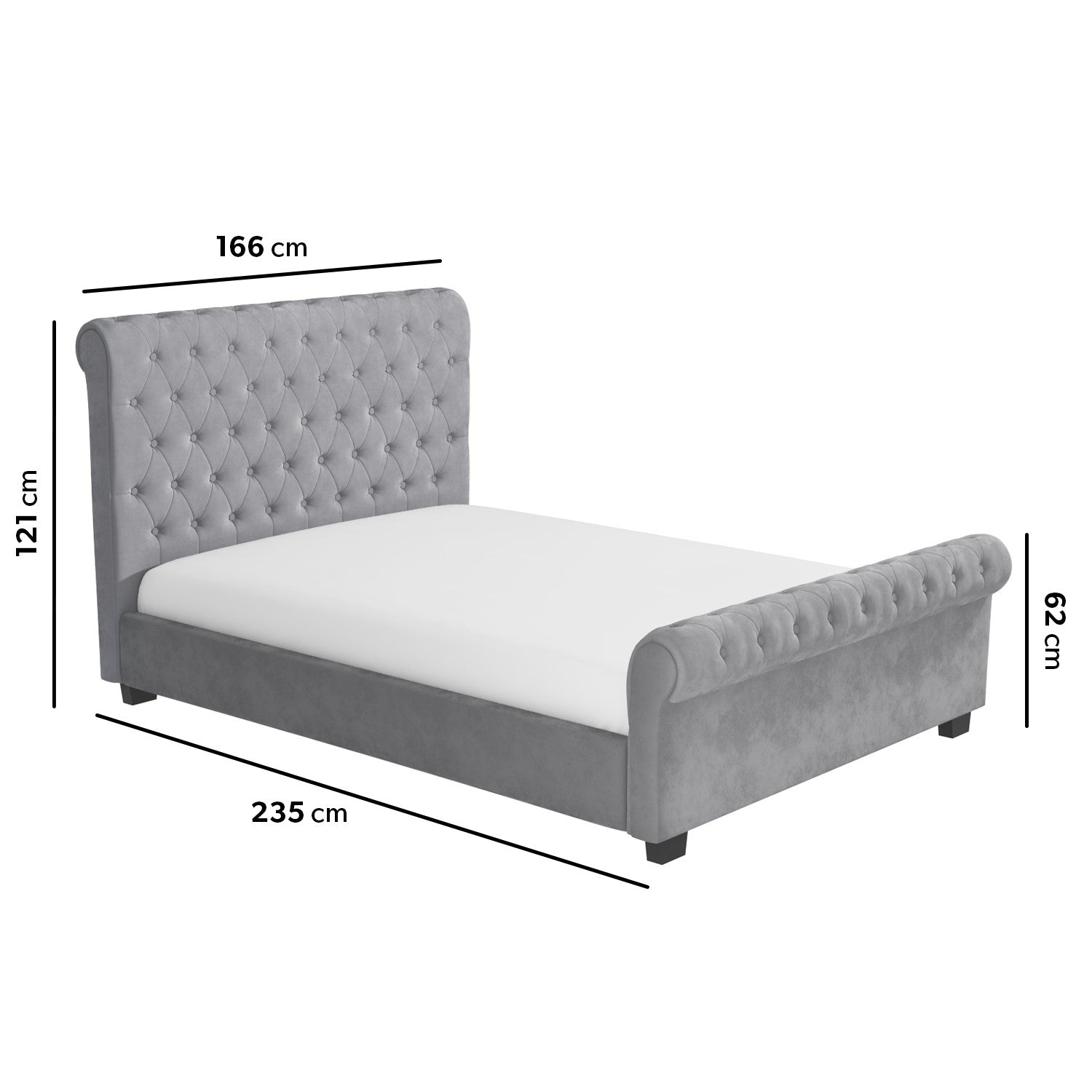 Sleigh Upholstery Double Bed