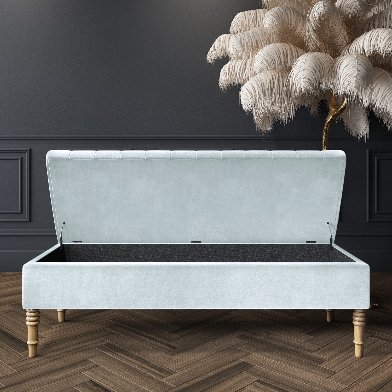 Velvet Striped Storage Settee