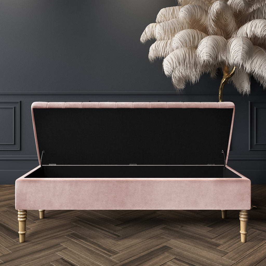 Velvet Striped Storage Settee