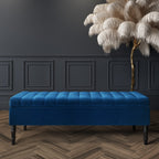 Velvet Striped Storage Settee