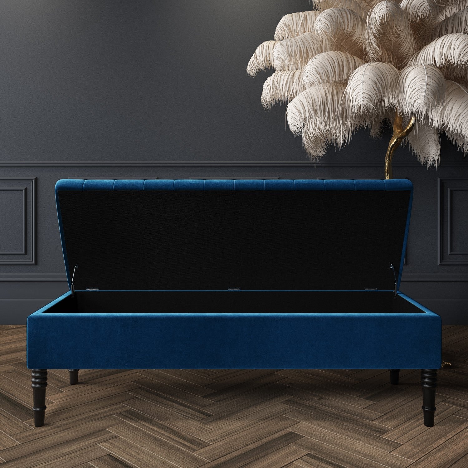 Velvet Striped Storage Settee