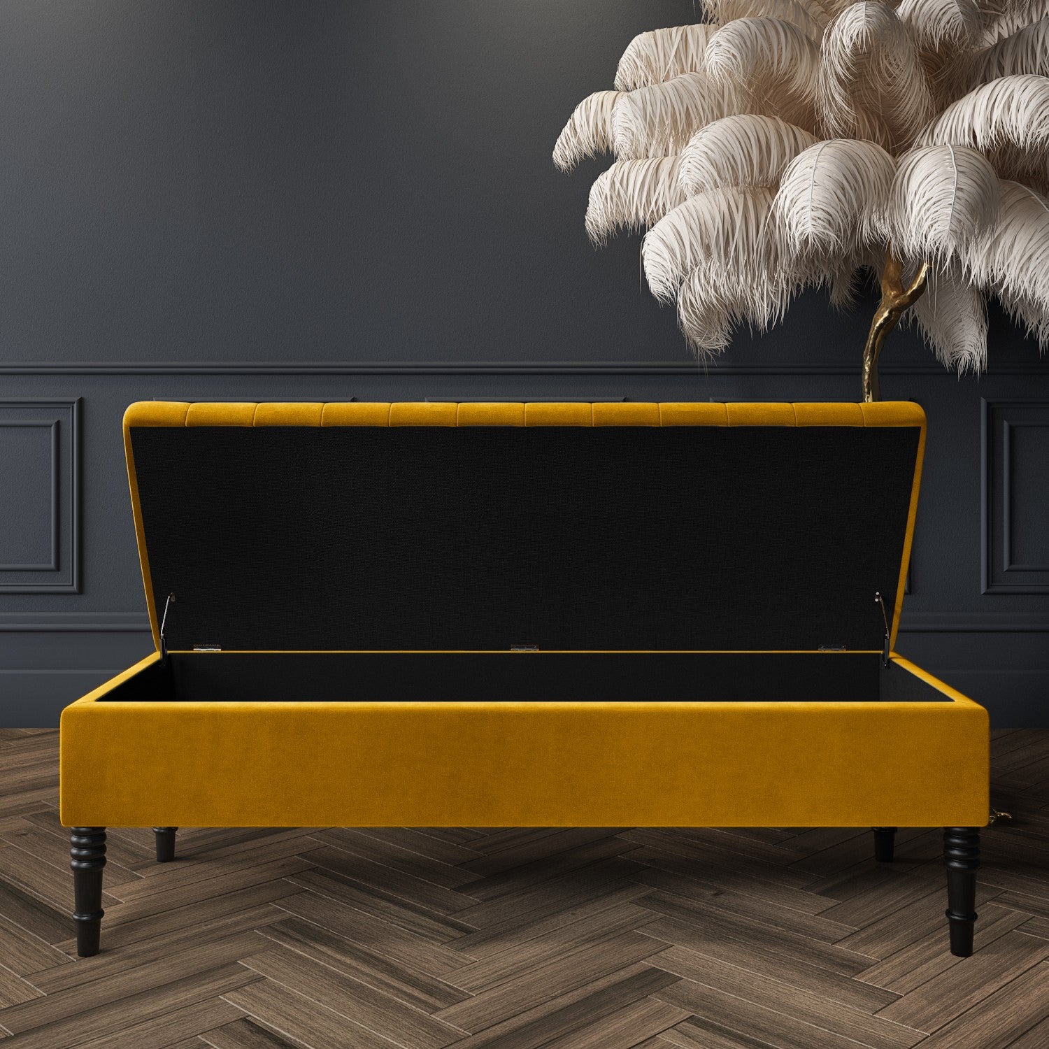 Velvet Striped Storage Settee