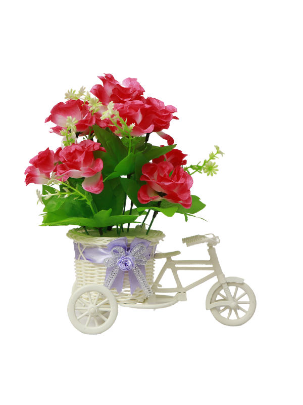 Bicycle Carriage floral planter-Pinky