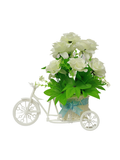 Bicycle carriage floral planter-white flowers