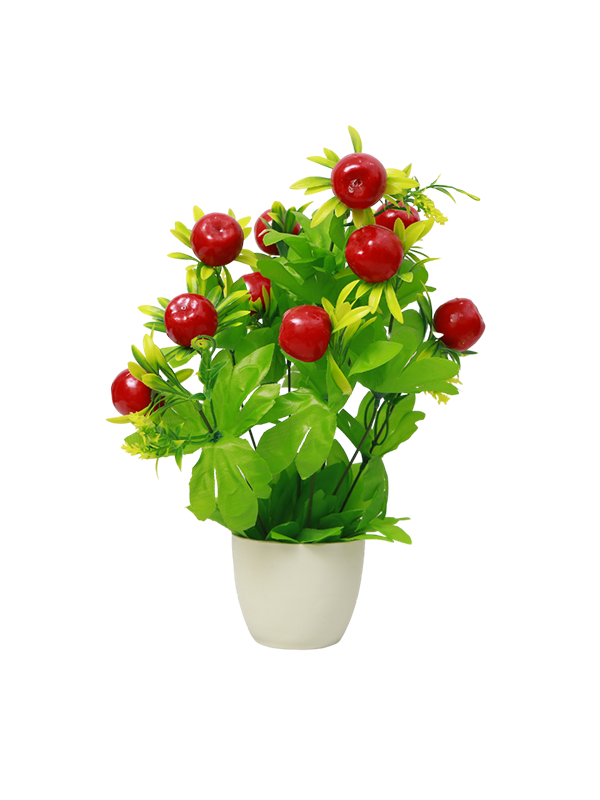 Round pot Fantasy planter-Red flowers