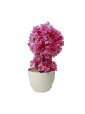White pot planter-Pink puffs
