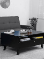 Perla Coffee Table with One Drawer in Black Colour