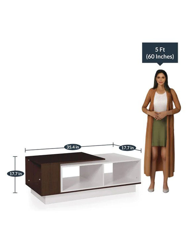 Carlino Coffee Table in Brown and White Colour